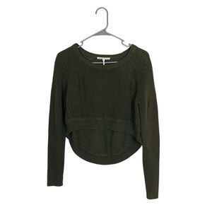 Maje linen cotton green cropped knit sweater size 2 aka medium